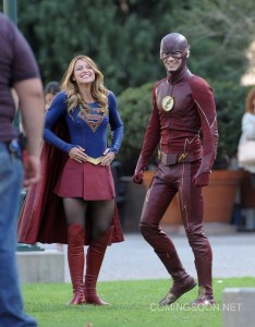 Melissa Benoist get into character while filming new scenes for her hit show "Supergirl" with special guest Grant Gustin as Flash for the special episode. Calista Flockhart was also seen on set in Los Angeles and was being saved by the 2 heroes as she gets hassled by 2 villains. Featuring: Melissa Benoist, Grant Gustin Where: Los Angeles, California, United States When: 23 Feb 2016 Credit: Cousart/JFXimages/WENN.com **Not avialable for publication in New Zealand and Australia**